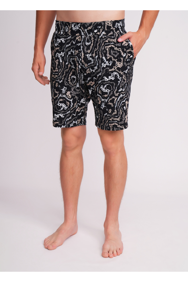 Herren-Shorts aus Baumwolle COUNTRY PRINT 9002/010 abstrakter Print (schwarz)