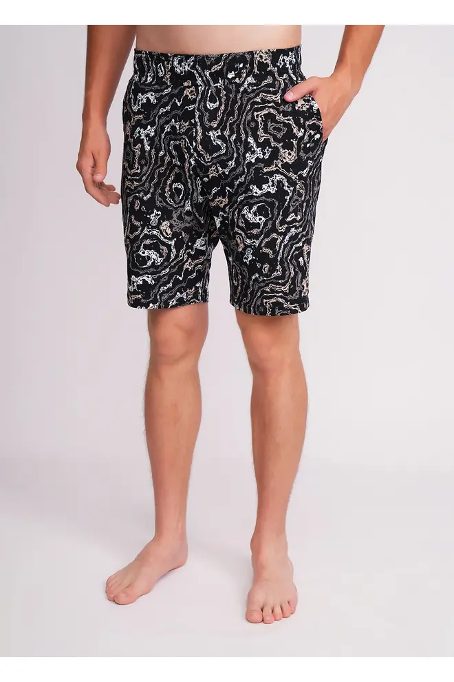 Herren-Shorts aus Baumwolle COUNTRY PRINT 9002/010 abstrakter Print (schwarz)