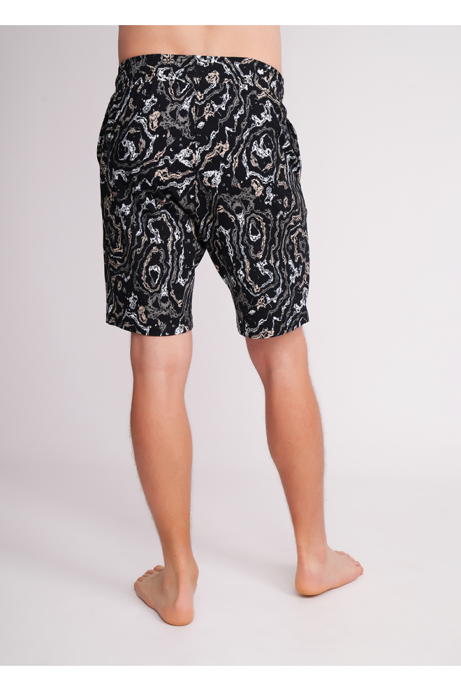 Herren-Shorts aus Baumwolle COUNTRY PRINT 9002/010 abstrakter Print (schwarz)