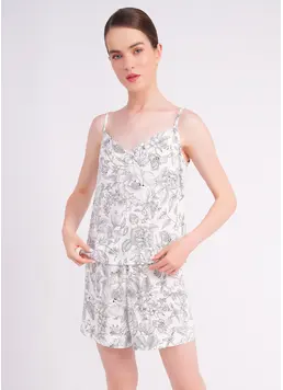 Pyjama mit Blumenmuster FLOSSED IN FLOWERS 6041/040 white/black floral print Pyjama mit Blumenmuster FLOSSED IN FLOWERS 6041/040 white/black floral print