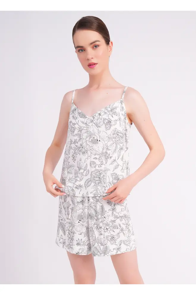 Pyjama mit Blumenmuster FLOSSED IN FLOWERS 6041/040 white/black floral print