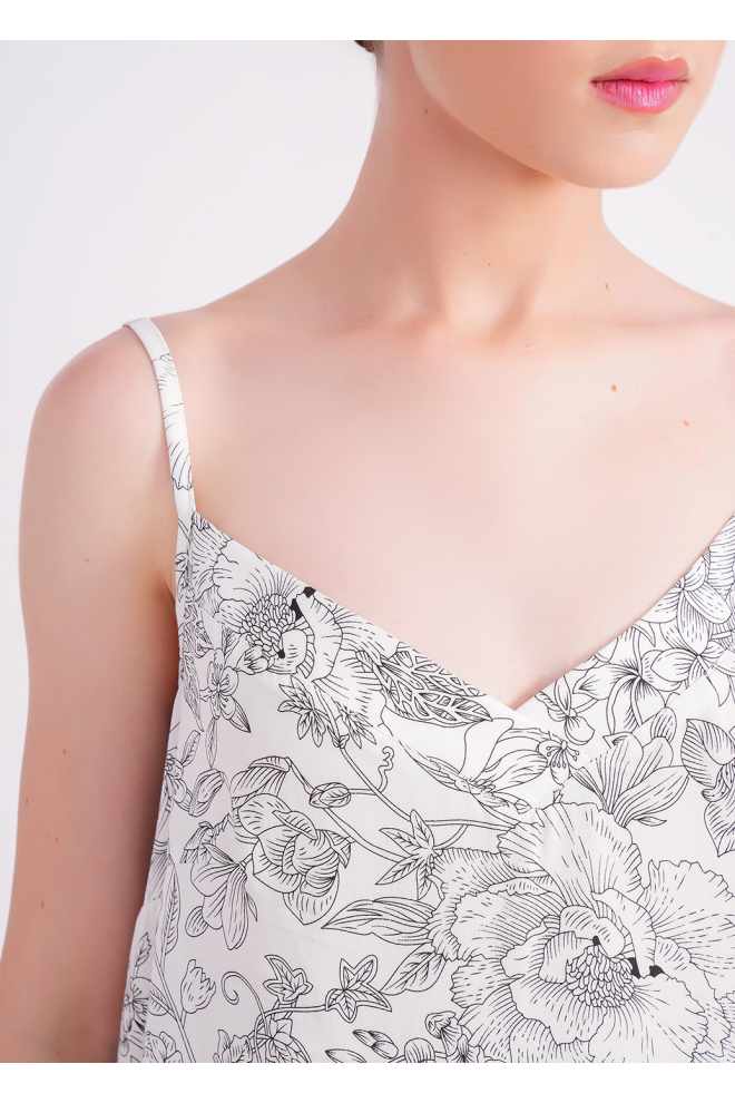 Pyjama mit Blumenmuster FLOSSED IN FLOWERS 6041/040 white/black floral print