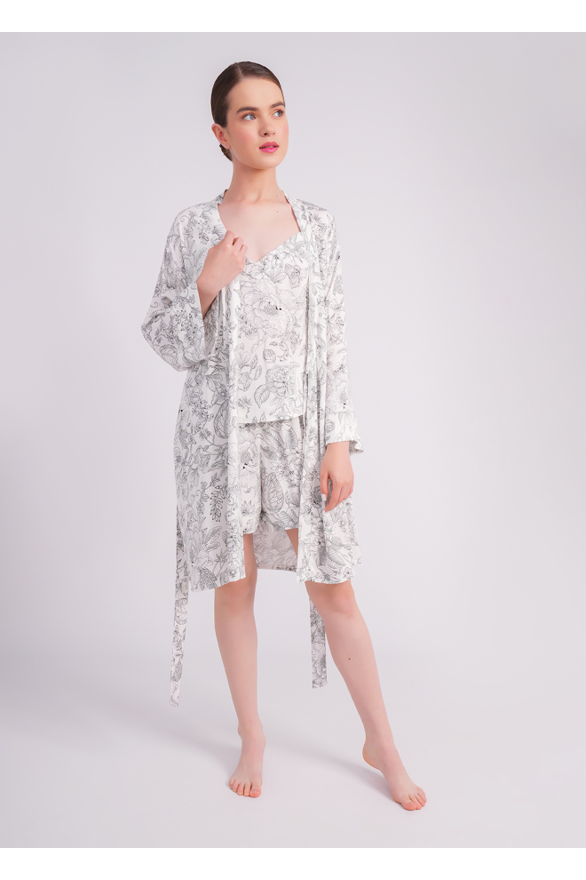 Pyjama mit Blumenmuster FLOSSED IN FLOWERS 6041/040 white/black floral print