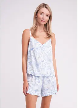 Pyjamas with floral pattern FLOSSED IN FLOWERS 6041/040 white/blue floral print