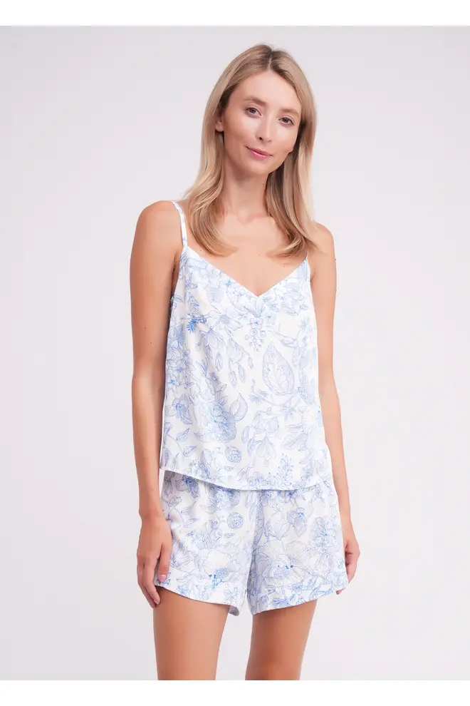 Pyjama mit Blumenmuster FLOSSED IN FLOWERS 6041/040 white/blue floral print