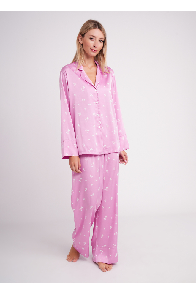 Seidener Pyjama mit Blumenmuster FLURISSE 5510/050 amaranth pink/floral print (rosa)