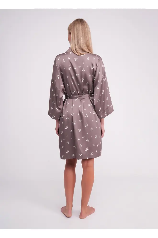 Morgenmantel mit Blumenmuster FLURISSE 7237/050 deep taupe/floral print