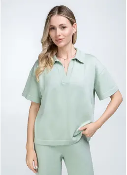 Knitted polo shirt FREYJA CTN 7501/230 (mint)