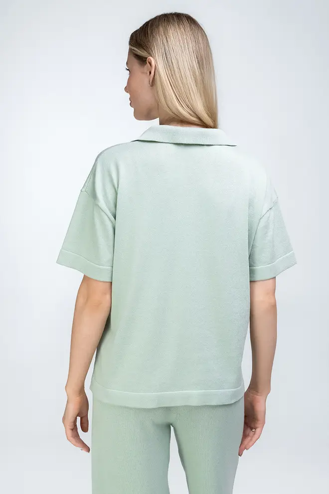 Knitted polo shirt FREYJA CTN 7501/230 (mint)