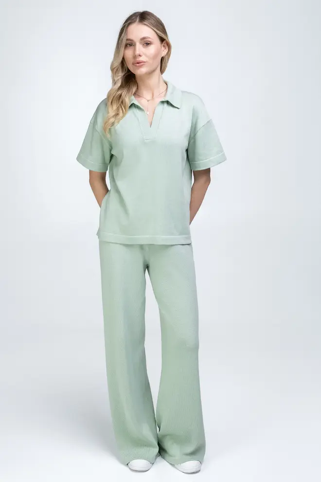 Knitted polo shirt FREYJA CTN 7501/230 (mint)