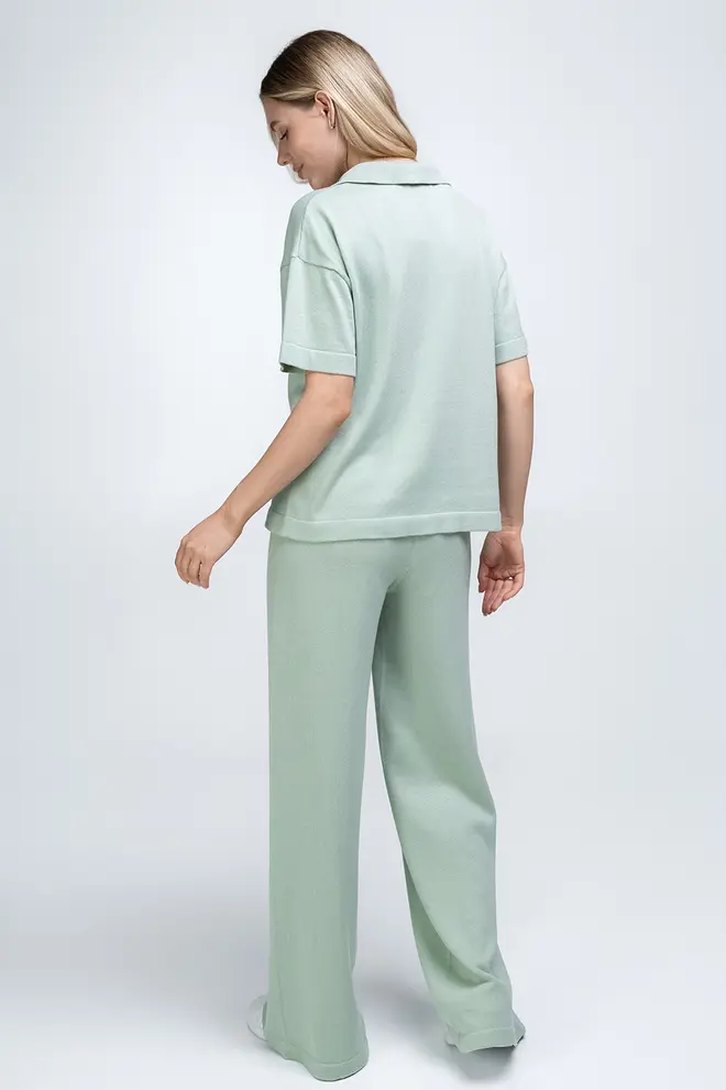 Knitted polo shirt FREYJA CTN 7501/230 (mint)