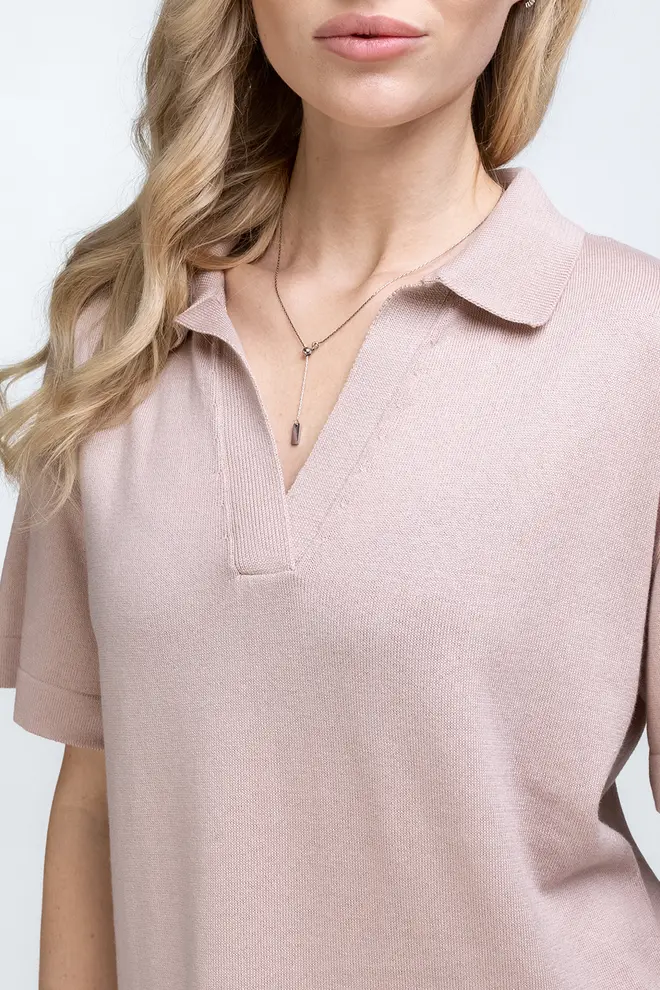 Knitted polo shirt FREYJA CTN 7501/230 (peach)