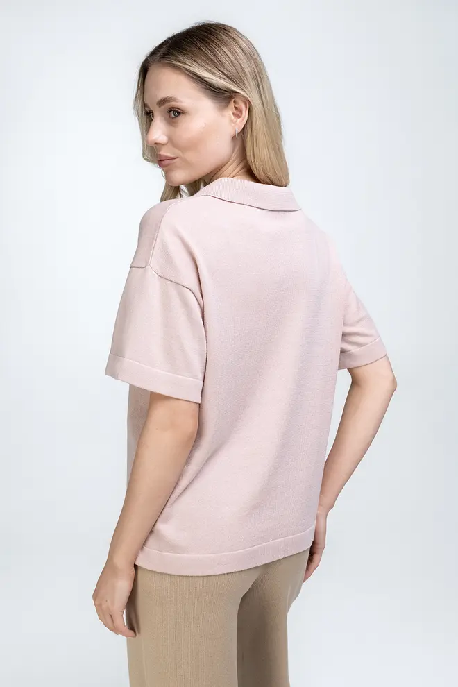 Knitted polo shirt FREYJA CTN 7501/230 (peach)