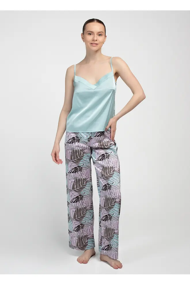 Long Silk Pyjama LEAFSONG 5010/050 with Gum Leaf/Mocha Print (Green/Brown) Long Silk Pyjama LEAFSONG 5010/050 with Gum Leaf/Mocha Print (Green/Brown)