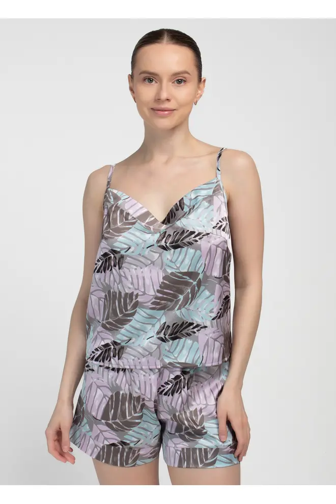 Short Silk Pyjama LEAFSONG 6042/050 Mocha Print (brown) Short Silk Pyjama LEAFSONG 6042/050 Mocha Print (brown)