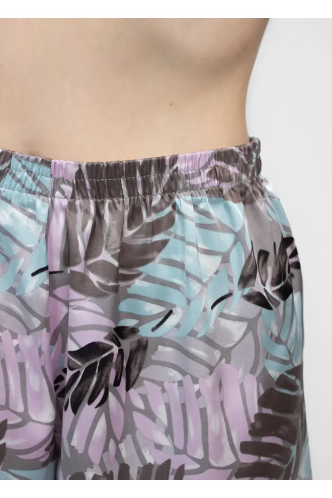 Short Silk Pyjama LEAFSONG 6042/050 Mocha Print (brown)