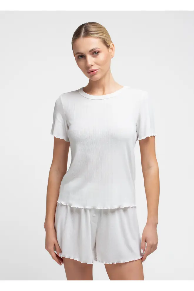 Short Pyjama in Ajour Knit MALLOW 6131/310 in Milk (White) Short Pyjama in Ajour Knit MALLOW 6131/310 in Milk (White)