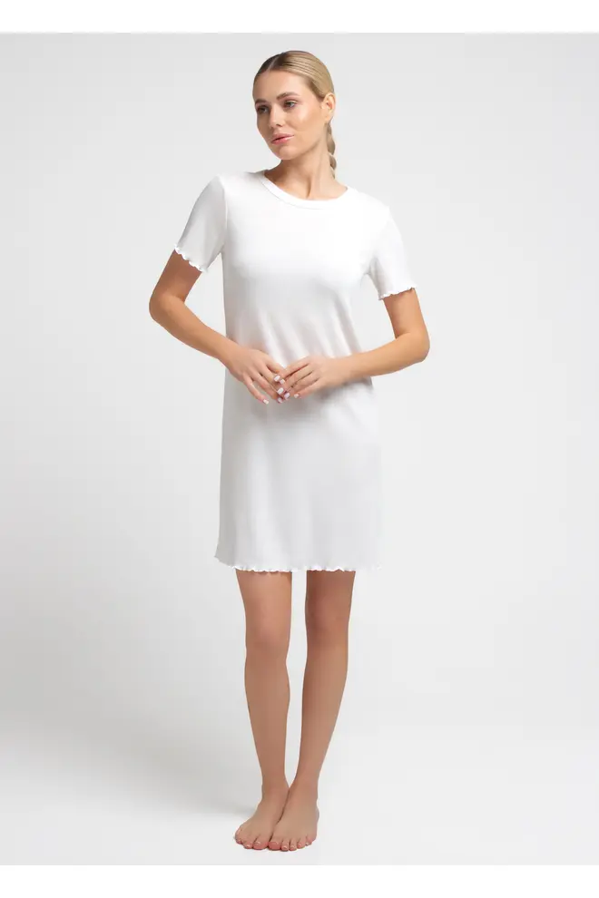 Nightdress in Ajour Knit MALLOW 8120/310 in Milk (White)