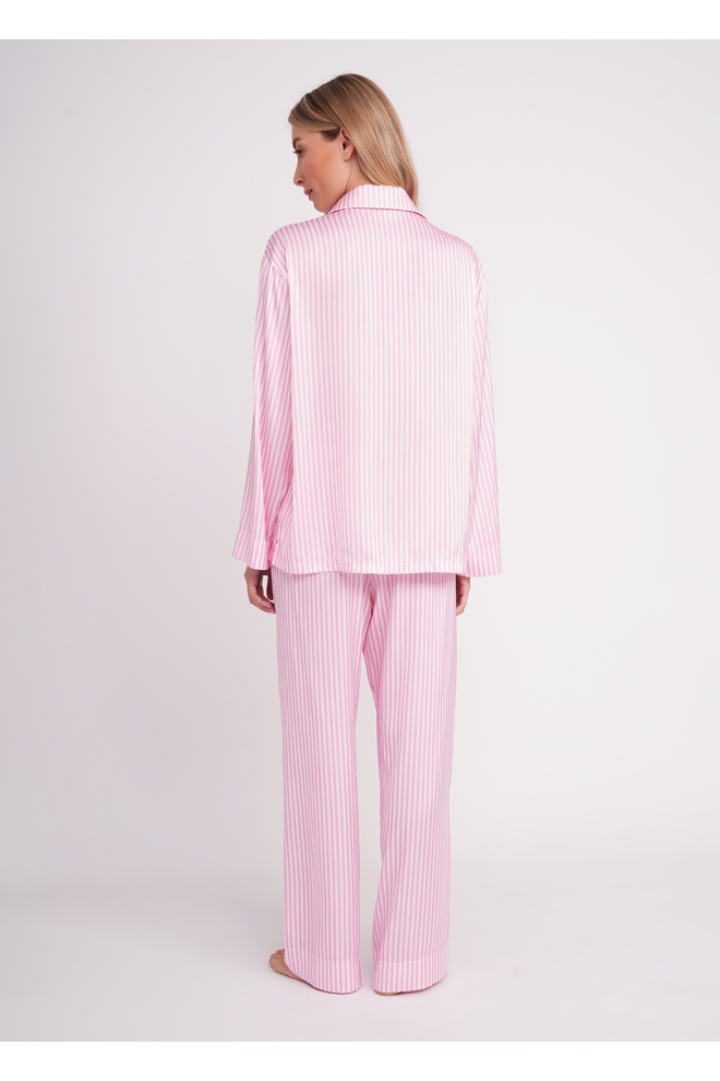 Seidener gestreifter Pyjama NAP QUEEN 5902/050 white/amaranth pink (white/pink)