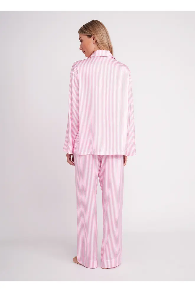 Seidener gestreifter Pyjama NAP QUEEN 5902/050 white/amaranth pink (white/pink)