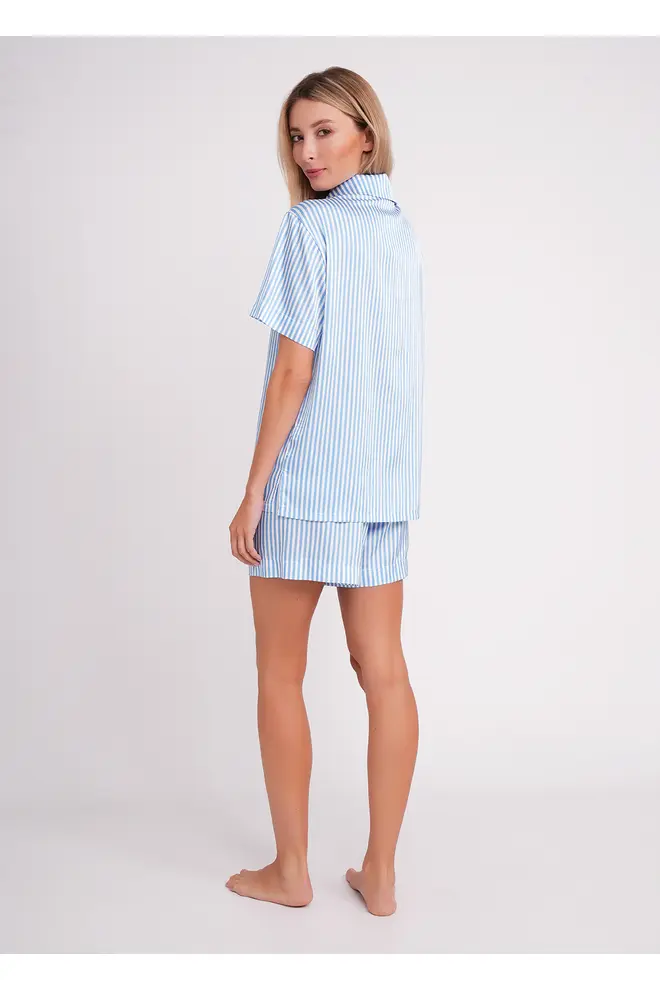 Kurzes Seidenpyjama-Set NAP QUEEN 6604/050 (white/dull blue)