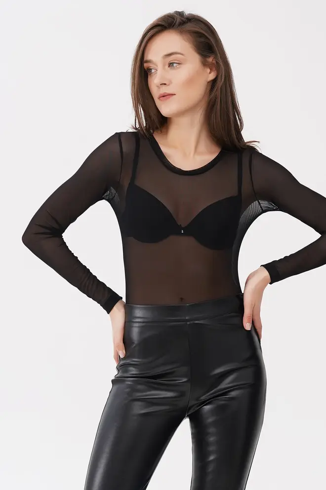 Tattoo pattern mesh bodysuit Tatoo 3102/07 black