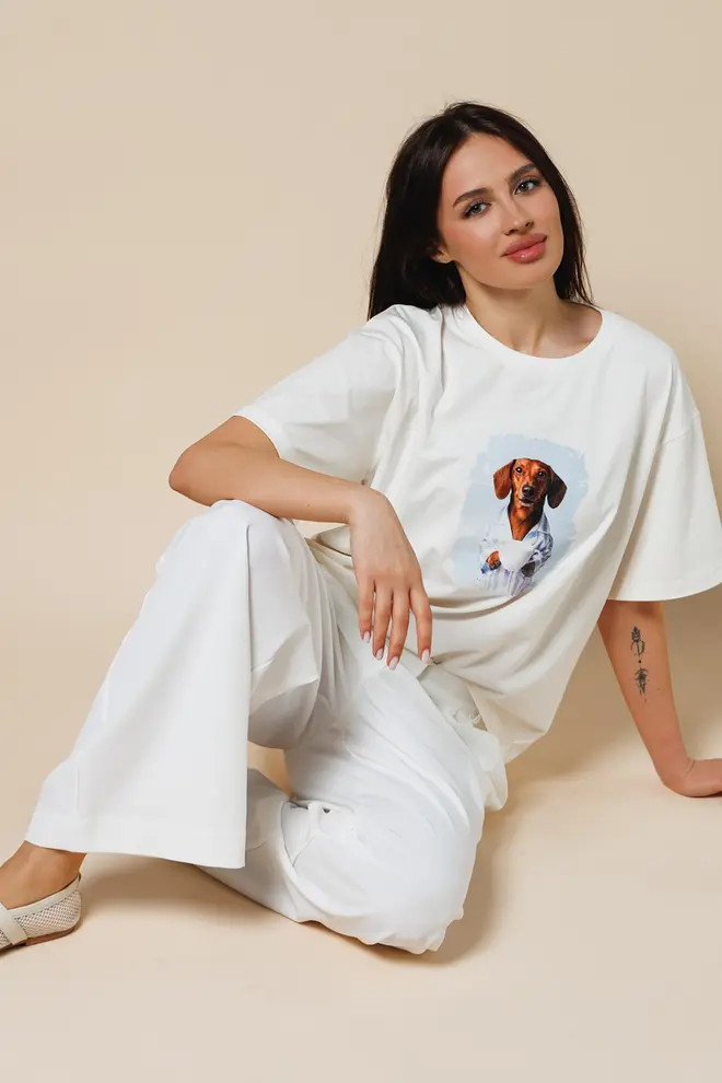 T-shirt with Jack Russell “URBAN PAWS” 4826/010 (milk/jack russell print)