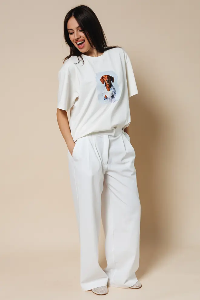 Dachshund Print T-shirt URBAN PAWS 4826/010 (milk/dachshund print)