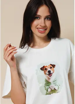 T-shirt with Jack Russell “URBAN PAWS” 4826/010 (milk/jack russell print)