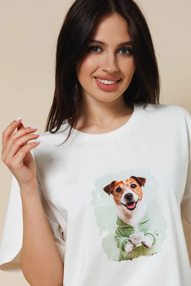 T-shirt with Jack Russell “URBAN PAWS” 4826/010 (milk/jack russell print)