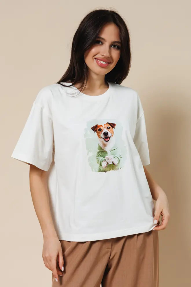 T-shirt with Jack Russell “URBAN PAWS” 4826/010 (milk/jack russell print)