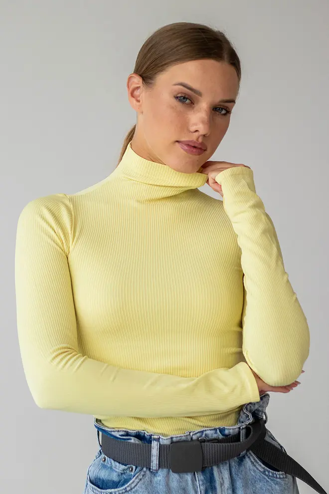Ribbed Turtleneck Top FLEX POWER Flexit (lemon grass)
