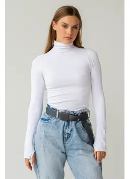 Ribbed Turtleneck Top FLEX POWER Flexit (white)