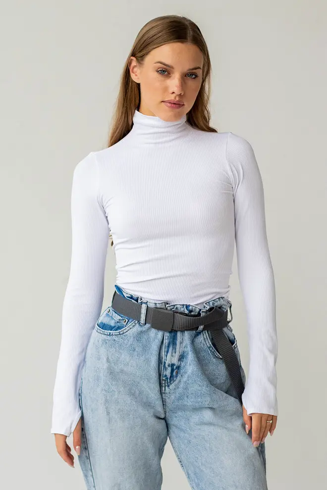 Ribbed Turtleneck Top FLEX POWER Flexit (white)