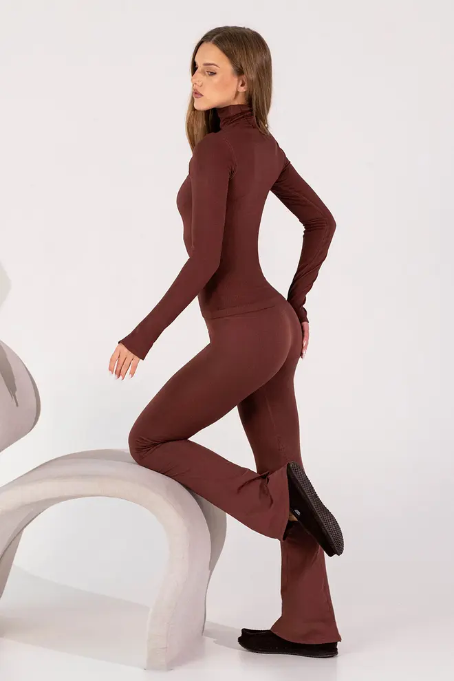 Ribbed Turtleneck Top FLEX POWER Flexit (hot chocolate)