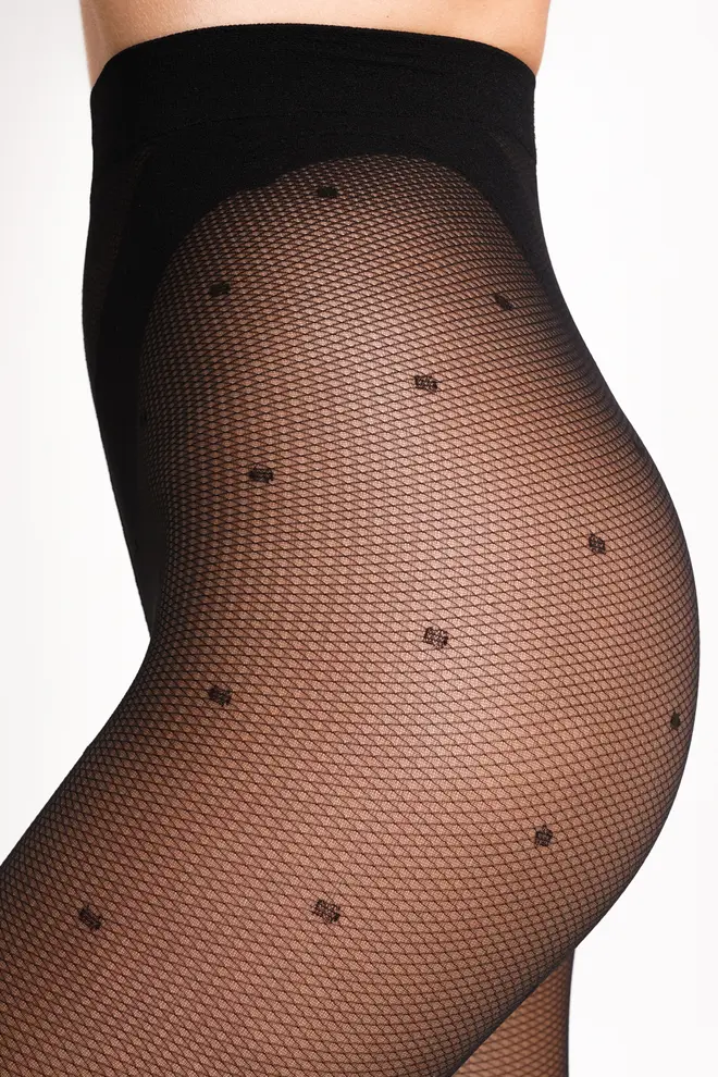 Strumpfhose mit Netzoptik und Punkten AMALIA RETE 40 (1) nero