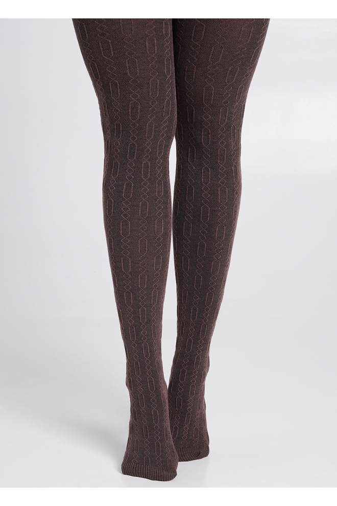 Cotton tights with pattern BRAID 150 (3) deep taupe (brown)