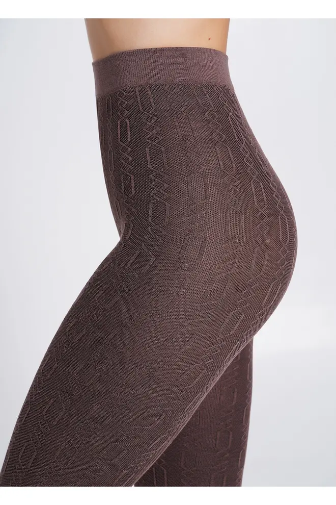 Cotton tights with pattern BRAID 150 (3) deep taupe (brown)