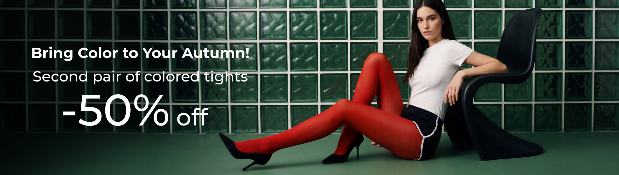 50% off the second pair of colored tights