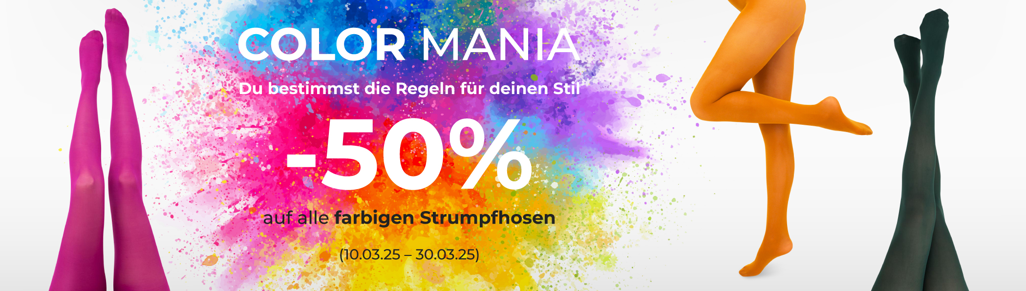 -50 % auf alle farbige Strumpfhosen