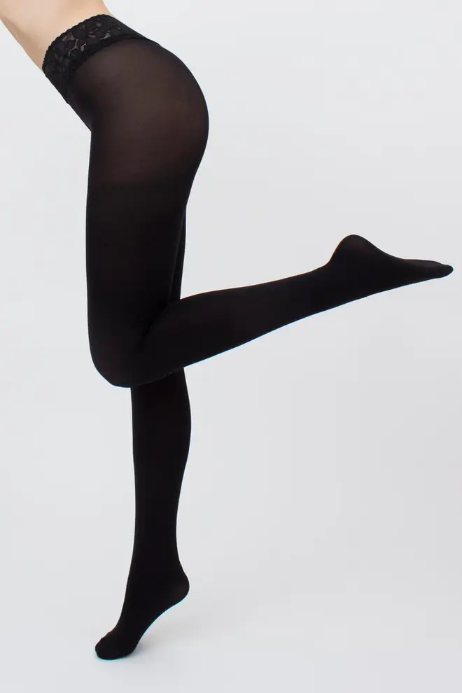 Warme Strumpfhose mit Silikonbund Impresso 100 den (nero)