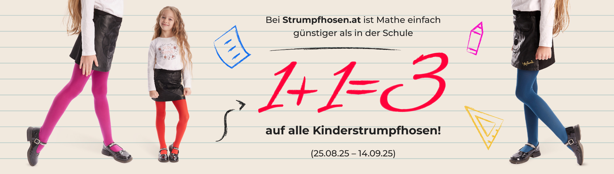 1+1=3 auf alle Kinderstrumpfhosen
