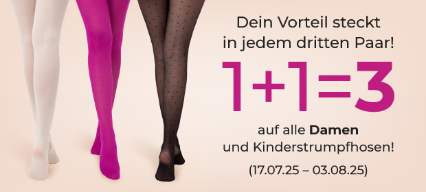 1+1=3 offer on all women’s and kids’ tights