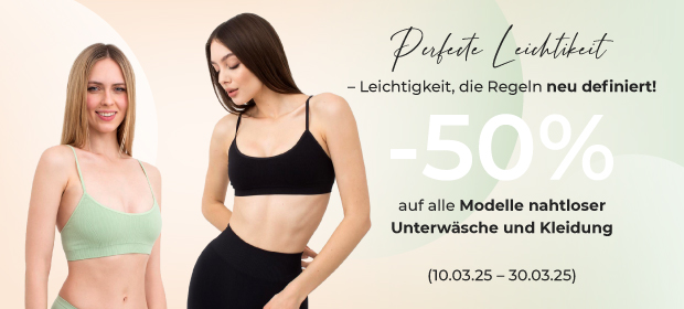 Nahtlose Kleidung und Unterwäsche mit 50 % Rabatt
