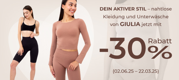 Nahtlose Kleidung und Unterwäsche von GIULIA mit 30 % Rabatt