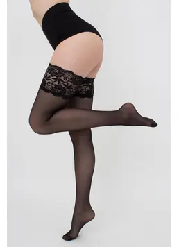 Stockings with wide lace PASSION 20 den (nero) Stockings with wide lace PASSION 20 den (nero)