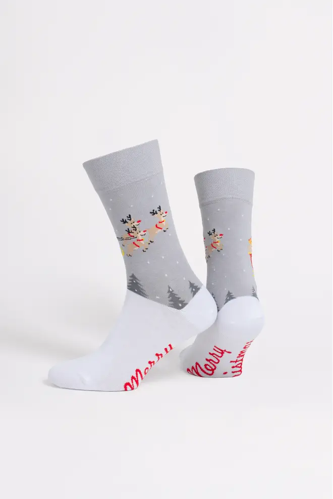 Men’s Christmas Socks MS3 NEW YEAR 2606 white/silver