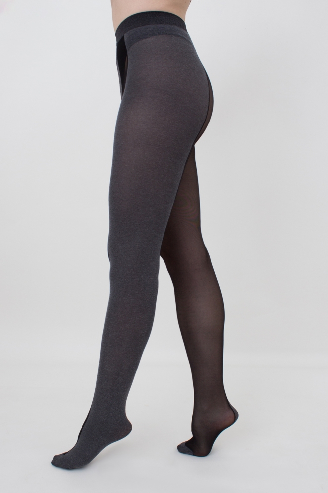 Tights with geometric pattern Muster Miracle 40 (1) (dark grey melange)