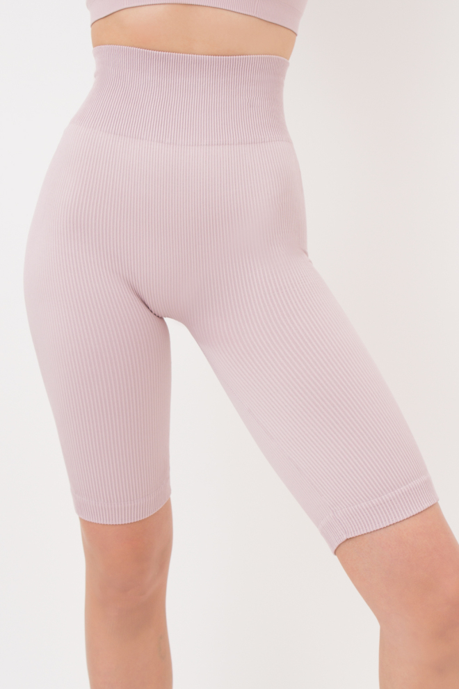 Seamless Ribbed Women’s Biker Shorts with Push-Up Effect TRACKS RIB SHAPE (burnished lilac)