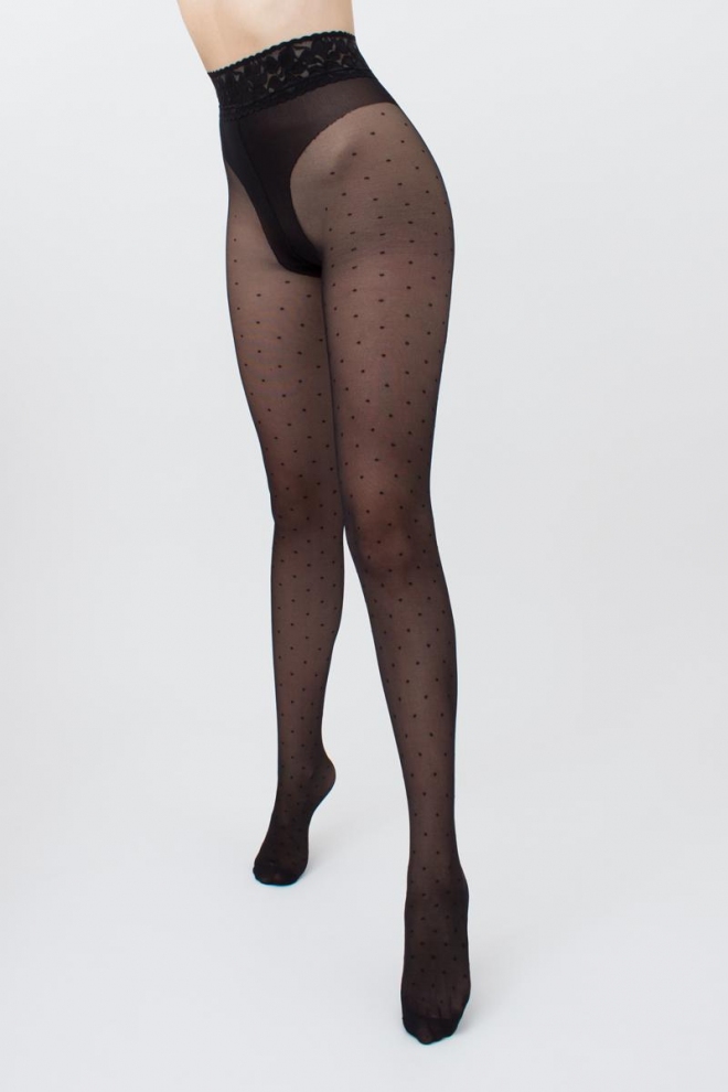 Gepunktete Strumpfhose mit Silikonbund AMALIA IMPRESSO 40 (1) (nero)
